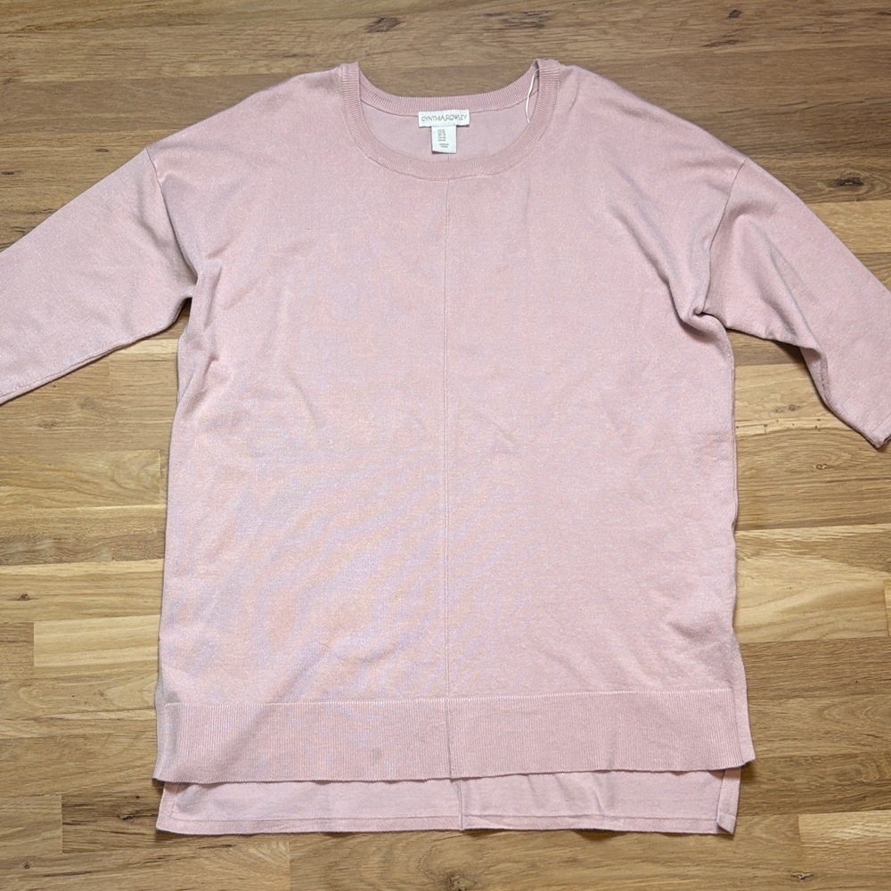 Cynthia Rowley Light Pink Drop Shoulder 3/4 sleeve Crewneck Sweater Women’s 1X